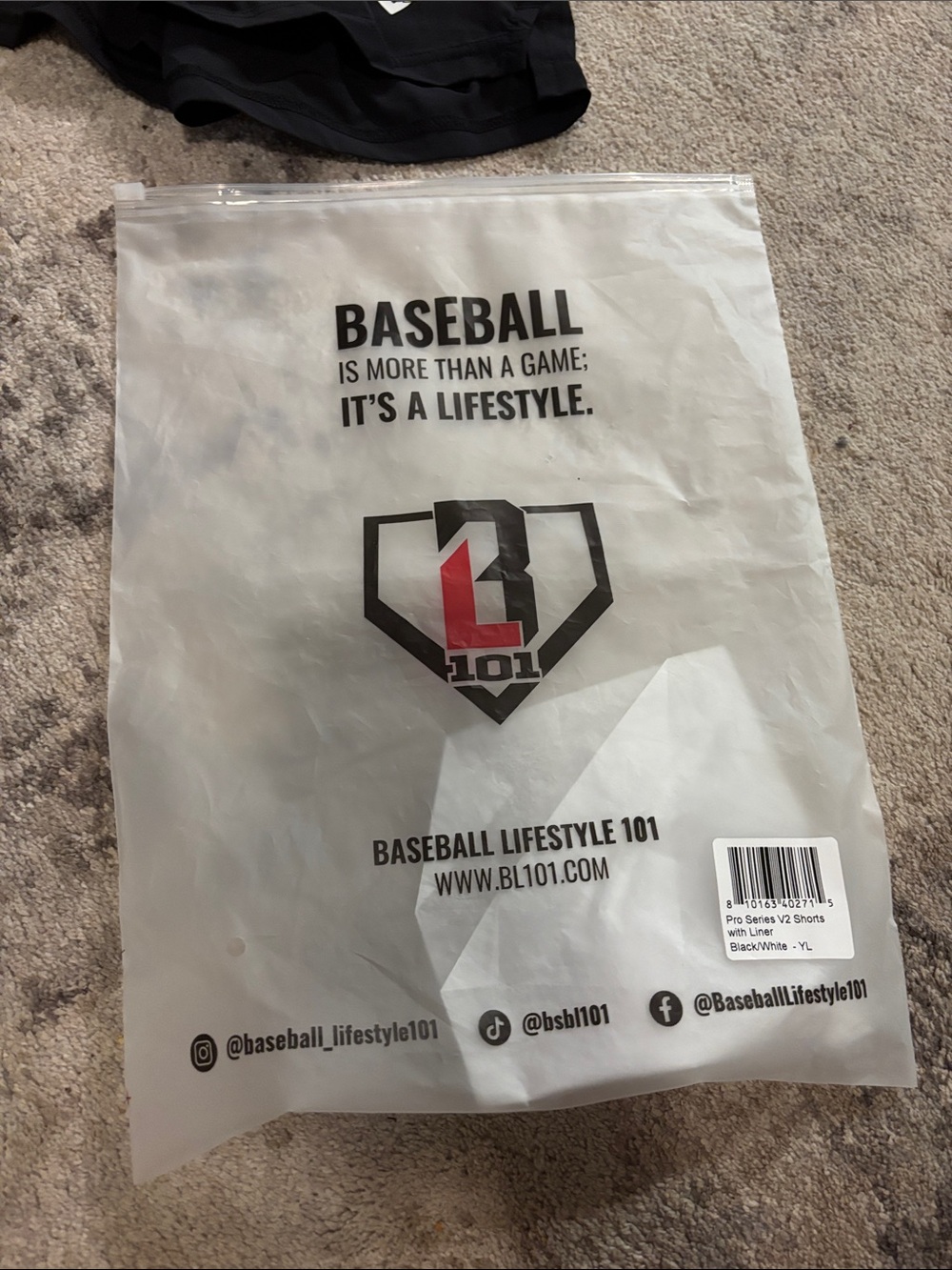 Baseball Lifestyle 101 Pro Series V2 Training Shorts w Liner Youth Large Black - Picture 4 of 4